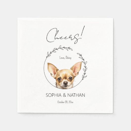 Eenvoudige Chihuahua Hond Bruiloft Cocktail servet (Voorkant)