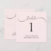 Eenvoudige chique blush roze bruiloft tafel nummer programma (Voorkant / Achterkant)