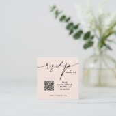 Eenvoudige Chique Blush Roze QR Code Bruiloft Informatiekaartje (Staand voorkant)