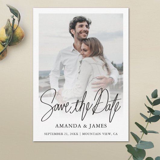 Eenvoudige chique bruiloft Bewaar de datum Fotokaa Save The Date