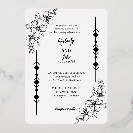 Eenvoudige chique bruiloft Folie uitnodiging