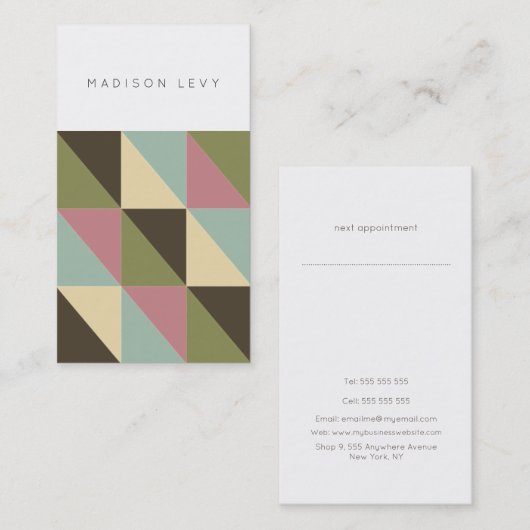 Eenvoudige chique driehoekspatroon Visitekaartjes Afsprakenkaartje (Voorkant / Achterkant)