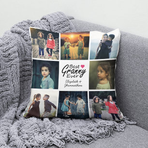 Eenvoudige chique hart foto collage beste oma ooit kussen