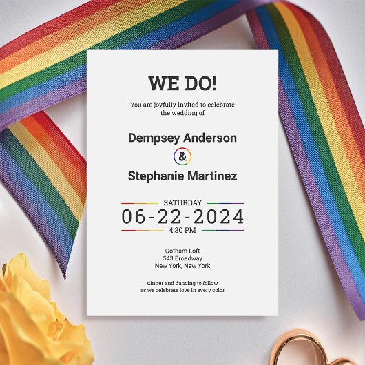 Eenvoudige & chique LQBTQ Pride bruiloft uitnodigi Kaart