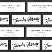 Eenvoudige chique minimalist + kalligrafie script mini visitekaartje