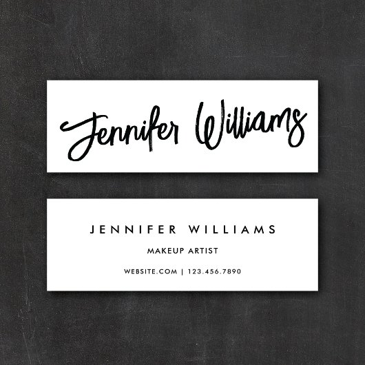 Eenvoudige chique minimalist + kalligrafie script mini visitekaartje