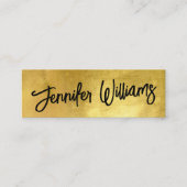 Eenvoudige chique minimalistische scriptnaam goud  mini visitekaartje (Voorkant)