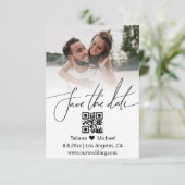 Eenvoudige chique QR code paar foto opslaan van de Save The Date (Staand voorkant)