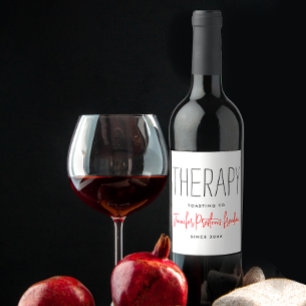 Eenvoudige chique zwart-wit echtscheiding Humor na Wijn Etiket