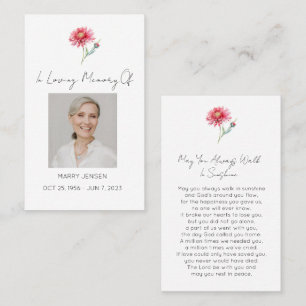 Eenvoudige Chrysant Foto Rouwgebedskaart Visitekaartje