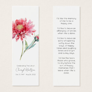 Eenvoudige Chrysanthemum Rouw Herdenkingsbladwijze Mini Visitekaartjes