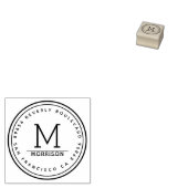 Eenvoudige cirkelrand | Retouradres Monogram Rubberstempel (Gestempeld)