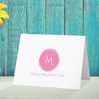 Eenvoudige cirkelvormige monogram roze gevouwen no