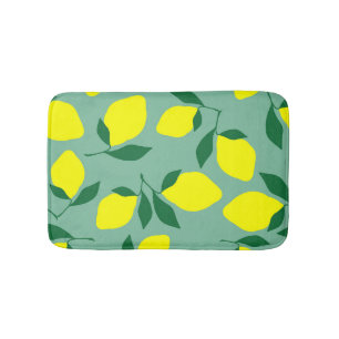 Eenvoudige citroen, groene achtergrond print. badmat
