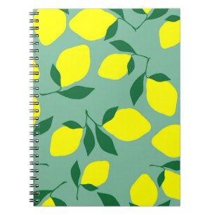 Eenvoudige citroen, groene achtergrond print. notitieboek