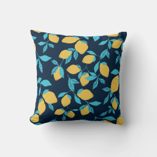 Eenvoudige citrus: citroenen op blauw. kussen