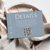Eenvoudige Classic Dusty Blue Monogram Details QR- Informatiekaartje