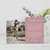 Eenvoudige Classic Dusty Roos Roze 2 foto bruiloft Bedankkaart (Staand voorkant)