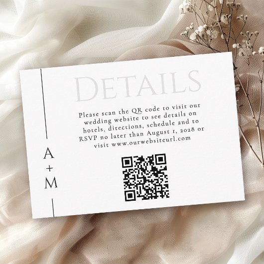 Eenvoudige Classic Elegant Monogram Details QR-cod Informatiekaartje