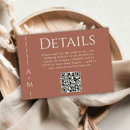 Eenvoudige Classic Elegant Monogram Details QR-cod Informatiekaartje