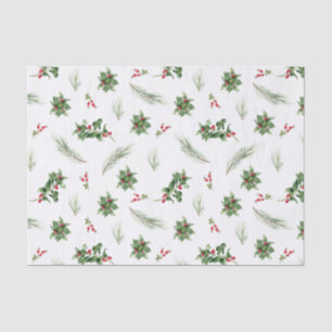 Eenvoudige 'Classic Holly Berry' Waterverf kerst Tissuepapier