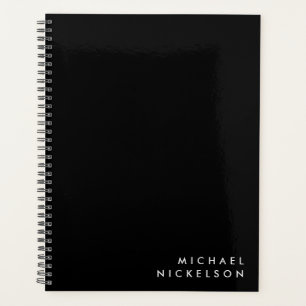 Eenvoudige Classic Masculine   Naam op zwart Planner