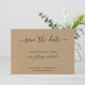 Eenvoudige Classic Save the Date Kraft Paper Aankondiging (Staand voorkant)