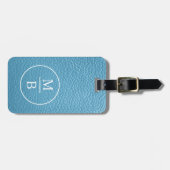 Eenvoudige Classy Aqua Turquoise Sky Blue Leather Bagagelabel (Voorkant horizontaal)