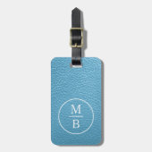 Eenvoudige Classy Aqua Turquoise Sky Blue Leather Bagagelabel (Voorkant verticaal)