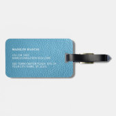 Eenvoudige Classy Aqua Turquoise Sky Blue Leather Bagagelabel (Achterkant horizontaal)
