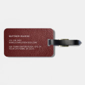 Eenvoudige Classy Dark Maroon Red Leather Look Bagagelabel (Achterkant horizontaal)