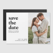 Eenvoudige classy foto bruiloft Save The Date Magnetische Uitnodiging (Voorkant / Achterkant)