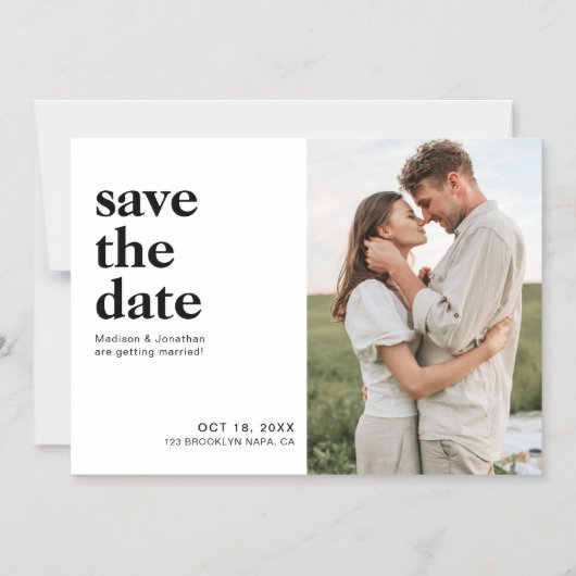 Eenvoudige classy foto bruiloft Save The Date Magnetische Uitnodiging (Voorkant)