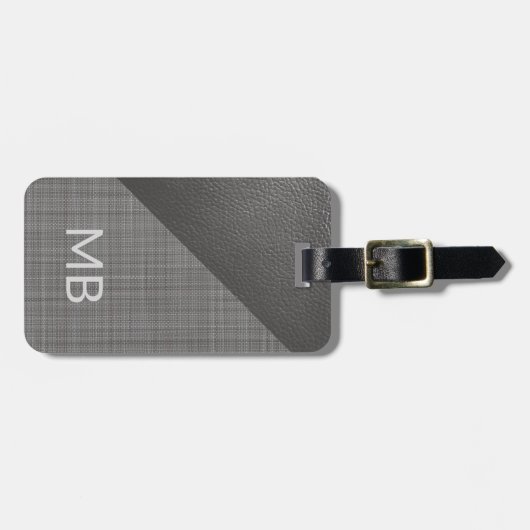 Eenvoudige Classy licht medium donkergrijs lederen Bagagelabel (Voorkant horizontaal)