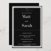 Eenvoudige Classy zwart-wit bruiloft uitnodiging (Voorkant / Achterkant)