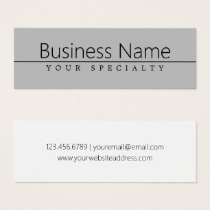 Eenvoudige classy zwarte tekst op grijs mini visitekaartjes