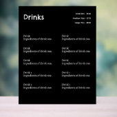 Eenvoudige Coffee Shop Drink Menu Tekenen Acryl Bord (Neutraal)