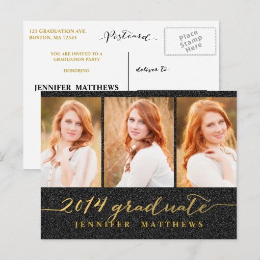 Eenvoudige collage | Oproep van de GraduPartij Uitnodiging Briefkaart (Voorkant / Achterkant)