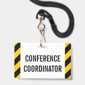 Eenvoudige "CONFERENTIE COÖRDINATOR" Badge (Voorzijde met lanyard)