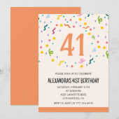 Eenvoudige Confetti 41e verjaardagsuitnodigingen M Kaart (Voorkant / Achterkant)