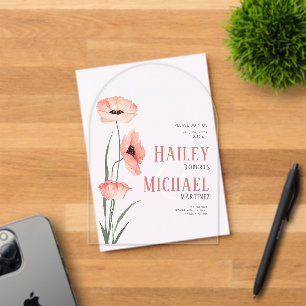 Eenvoudige Coral Flowers bruiloft acryl uitnodigin Acryl Uitnodigingen