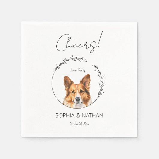 Eenvoudige Corgi Hond Bruiloft Cocktail servetten (Voorkant)