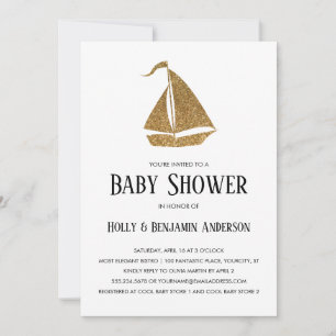 Eenvoudige Couples Baby Shower Gouden Glitter Zeil Kaart