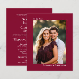 Eenvoudige Cranberry Rode BUDGET Trouwfoto Uitnodi