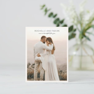 Eenvoudige Cream Foto Elegante bruiloft Bedankkaart