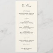 Eenvoudige Crème Moderne Bruiloft Menu (Voorkant)