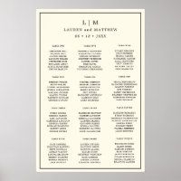 Eenvoudige Crème Monogram Huwelijks Zitplaatskaart