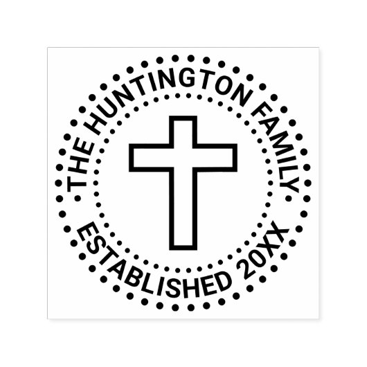 Eenvoudige Cross 2x Lijst Familienaam Datum Zelfinktende Stempel (Design)