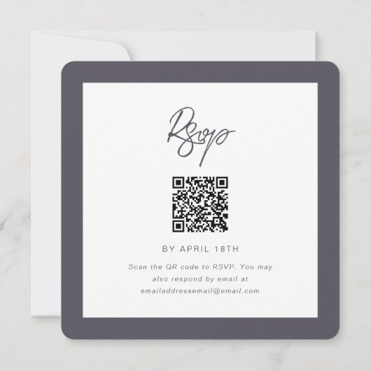 Eenvoudige Cross Script QR-code RSVP doop Kaart (Achterkant)