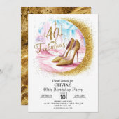 Eenvoudige Custom Digitaal Goud 40e Verjaardag Kaart (Voorkant / Achterkant)